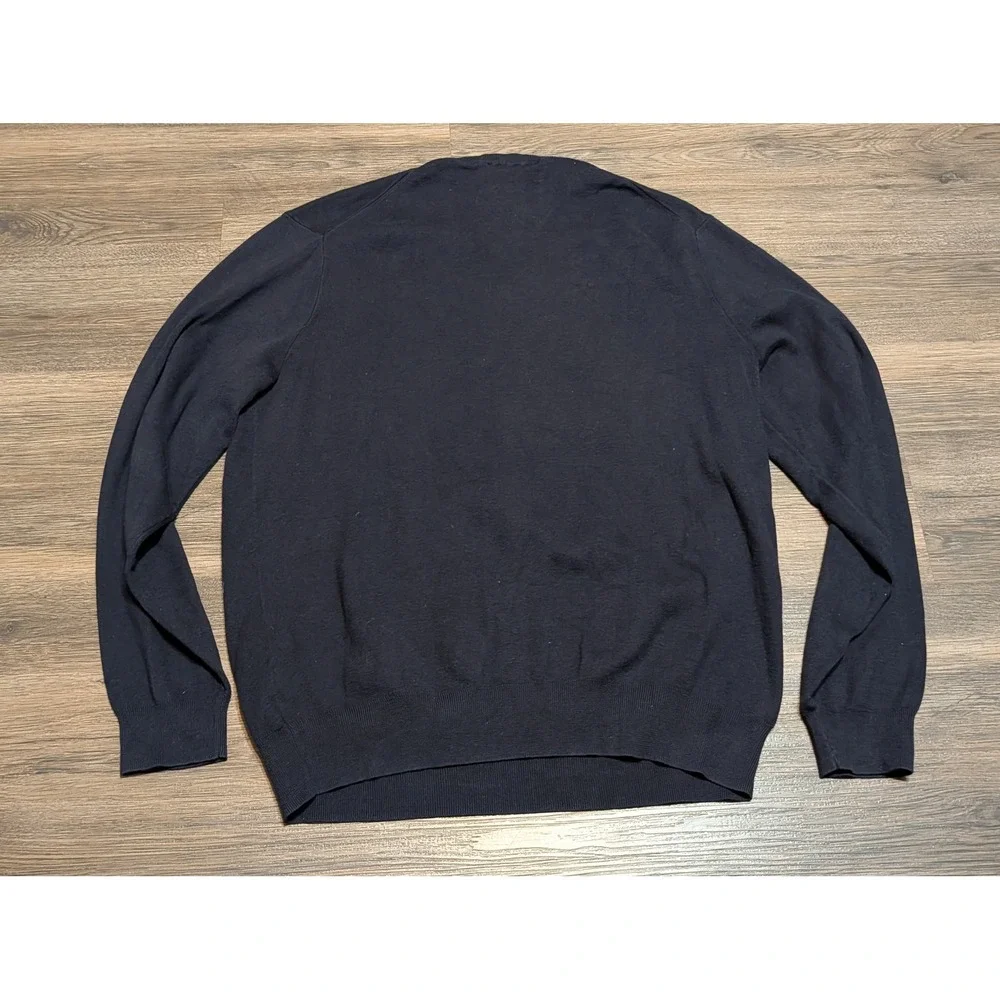 Polo Ralph Lauren XL Navy Blue 100% Pima Cotton V-Neck Pullover Sweater Mens